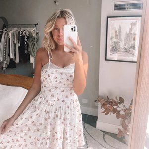 Women White Lace Floral Mini Dress